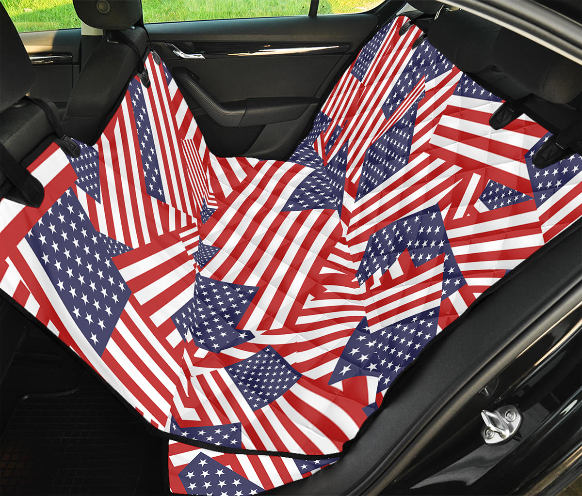 Independence Day USA Flag Pattern Print Pet Car Back Seat Cover