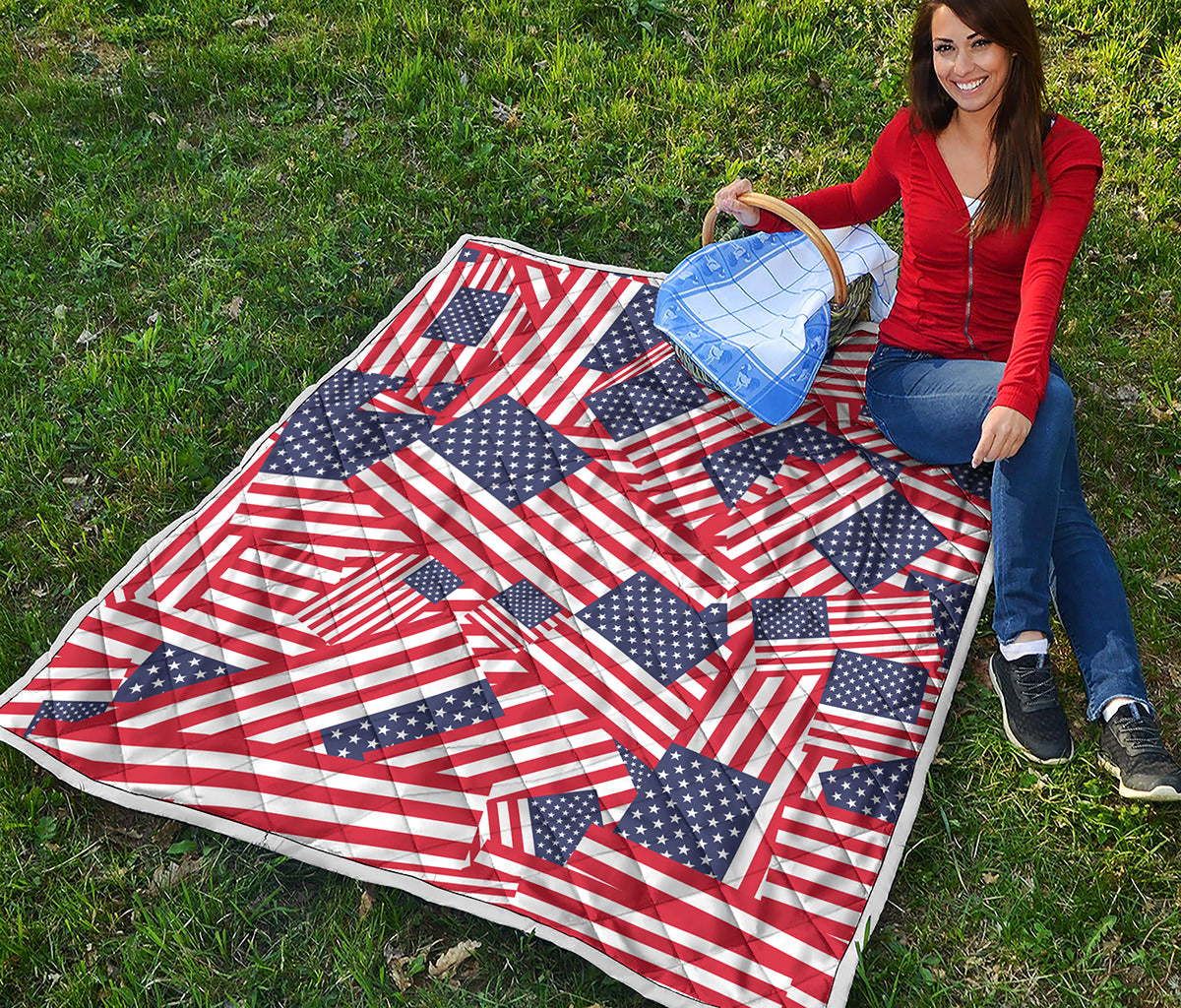 Independence Day USA Flag Pattern Print Quilt