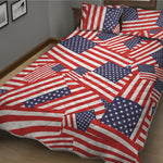 Independence Day USA Flag Pattern Print Quilt Bed Set