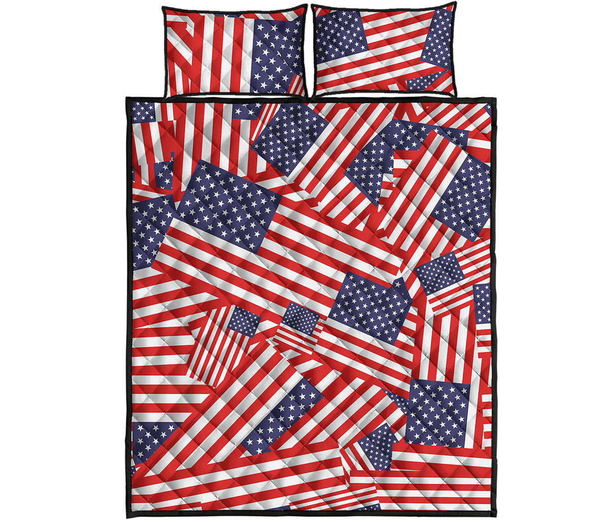Independence Day USA Flag Pattern Print Quilt Bed Set