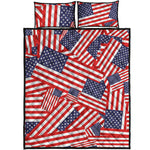 Independence Day USA Flag Pattern Print Quilt Bed Set