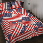 Independence Day USA Flag Pattern Print Quilt Bed Set