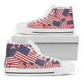 Independence Day USA Flag Pattern Print White High Top Sneakers