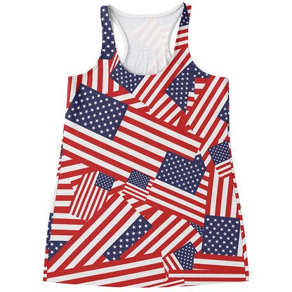 Independence Day USA Flag Pattern Print Women's Racerback Tank Top