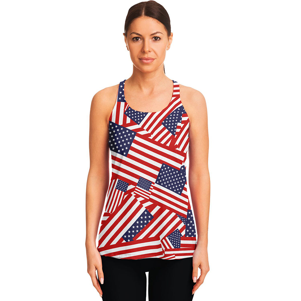 Independence Day USA Flag Pattern Print Women's Racerback Tank Top