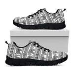 Indian Bohemian Elephant Pattern Print Black Sneakers