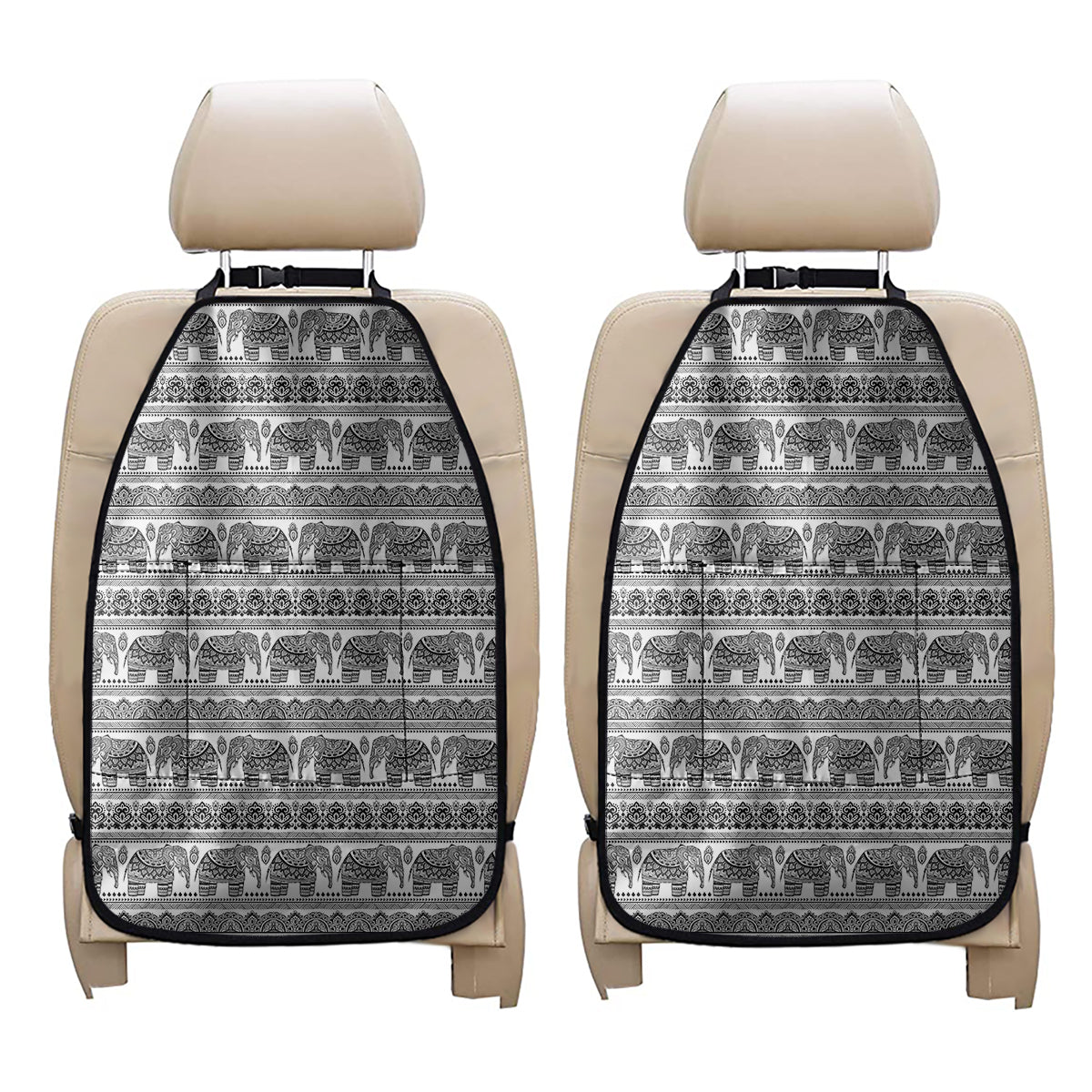 Indian Bohemian Elephant Pattern Print Car Seat Organizers