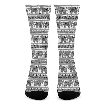 Indian Bohemian Elephant Pattern Print Crew Socks
