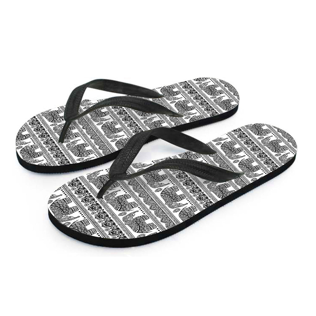 Indian Bohemian Elephant Pattern Print Flip Flops