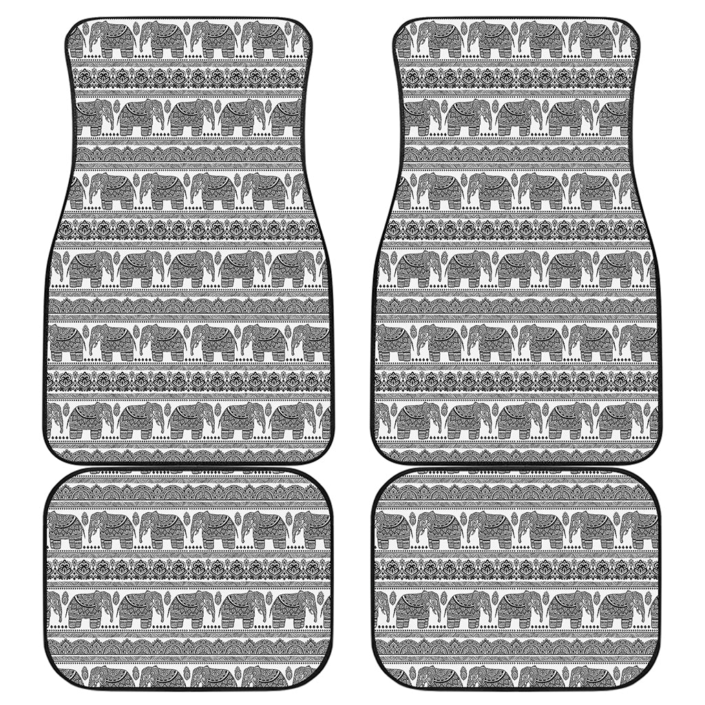 Indian Bohemian Elephant Pattern Print Front and Back Car Floor Mats