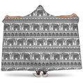 Indian Bohemian Elephant Pattern Print Hooded Blanket