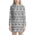 Indian Bohemian Elephant Pattern Print Pullover Hoodie Dress