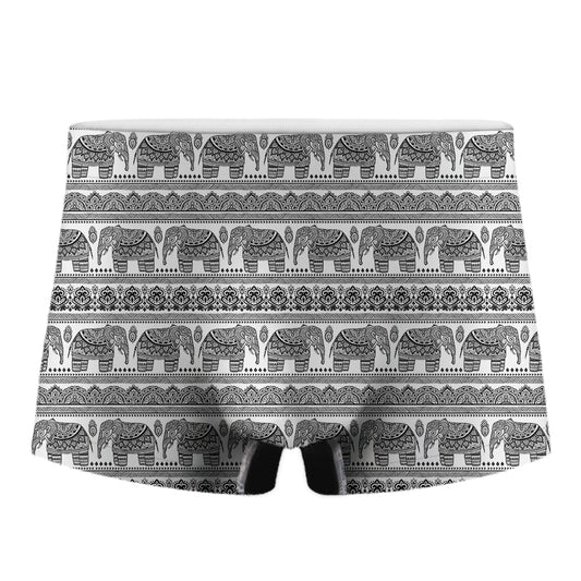 Indian Bohemian Elephant Pattern Print Men's Boxer Briefs