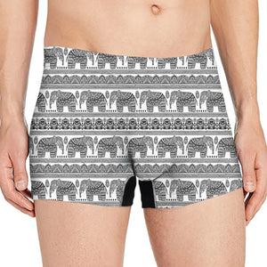 Indian Bohemian Elephant Pattern Print Men's Boxer Briefs