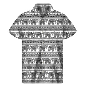 Indian Bohemian Elephant Pattern Print Men's Short Sleeve Shirt