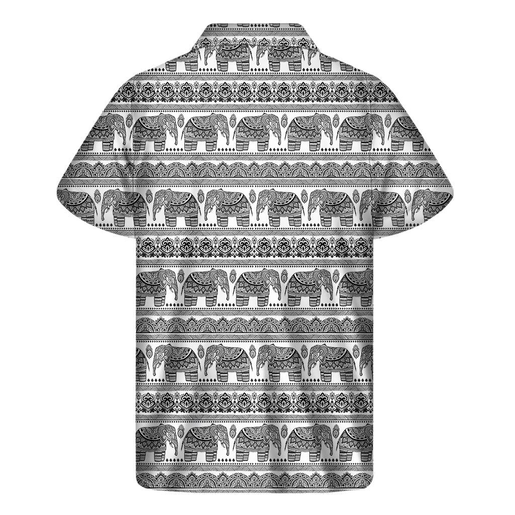 Indian Bohemian Elephant Pattern Print Men's Short Sleeve Shirt