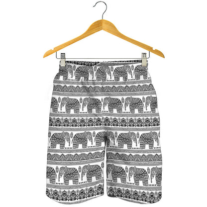 Indian Bohemian Elephant Pattern Print Men's Shorts