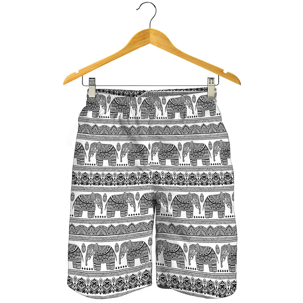 Indian Bohemian Elephant Pattern Print Men's Shorts