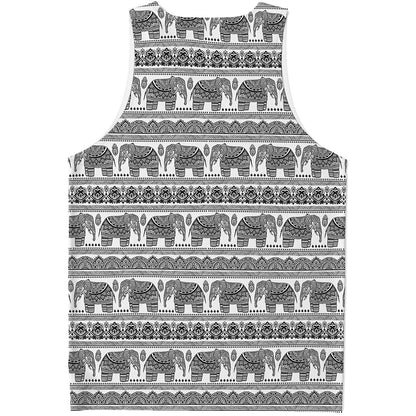 Indian Bohemian Elephant Pattern Print Men's Tank Top