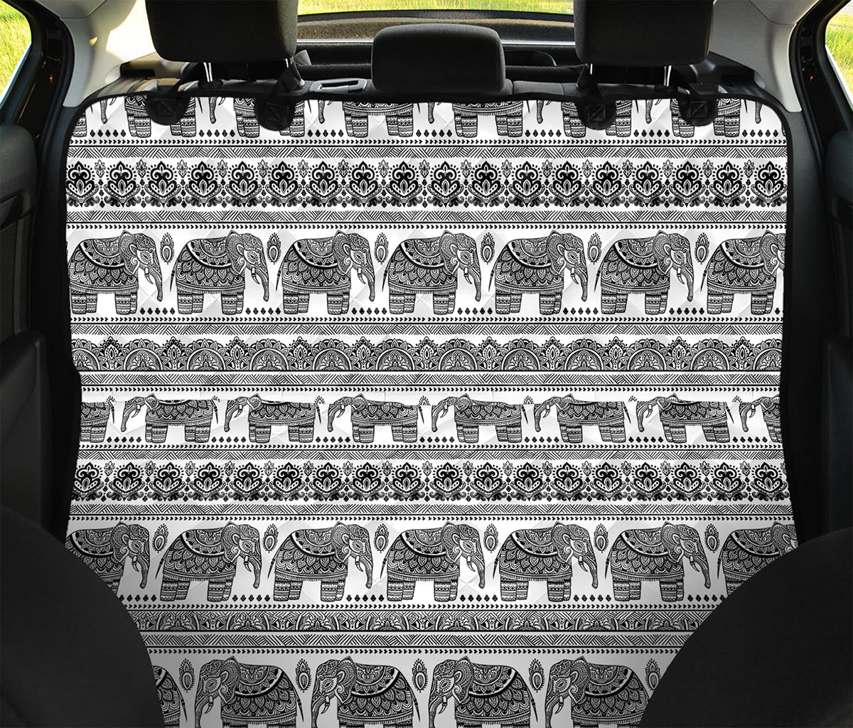 Indian Bohemian Elephant Pattern Print Pet Car Back Seat Cover