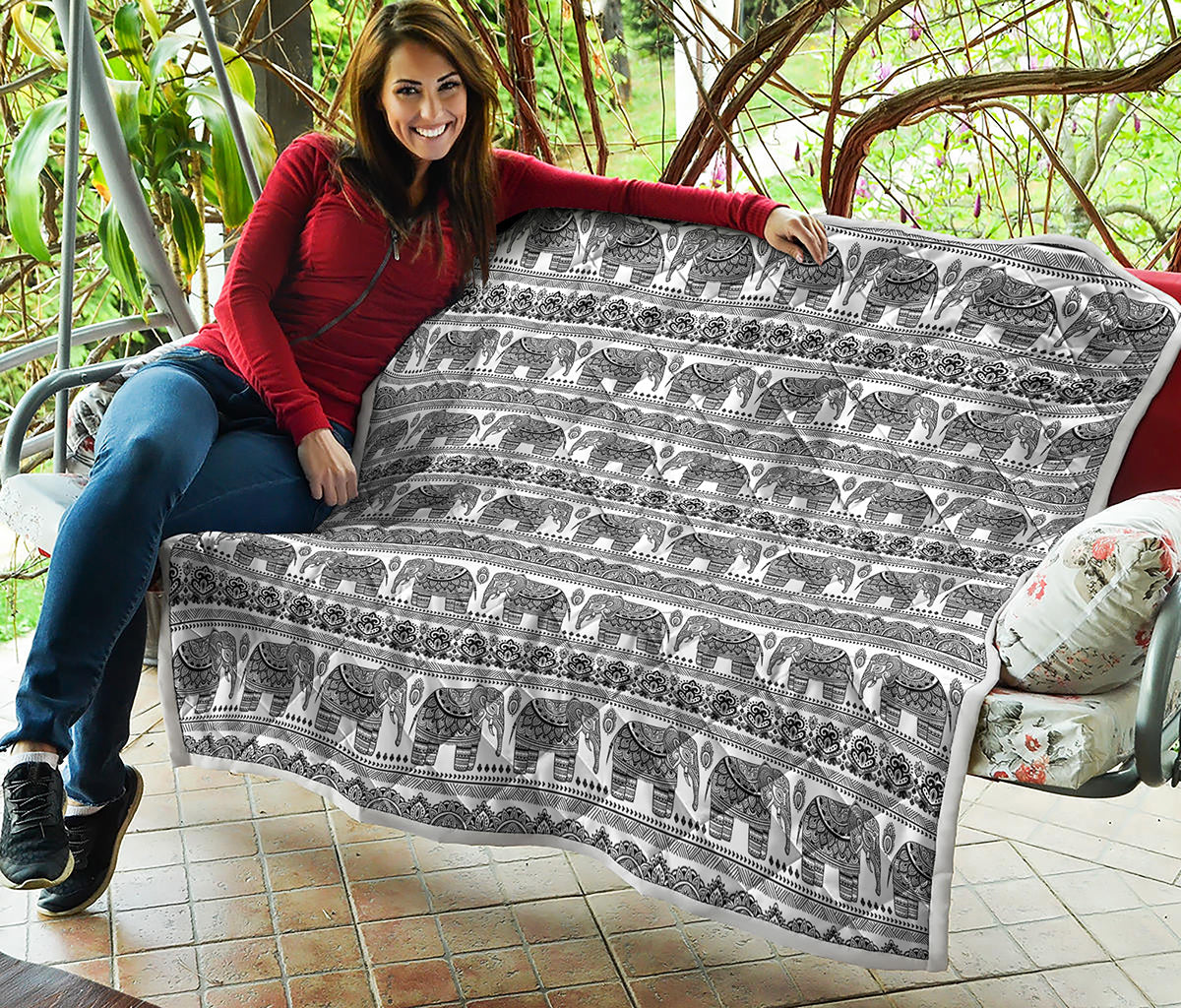 Indian Bohemian Elephant Pattern Print Quilt