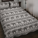 Indian Bohemian Elephant Pattern Print Quilt Bed Set