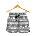 Indian Bohemian Elephant Pattern Print Women's Shorts