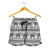 Indian Bohemian Elephant Pattern Print Women's Shorts