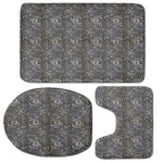 Indian Boho Elephant Pattern Print 3 Piece Bath Mat Set