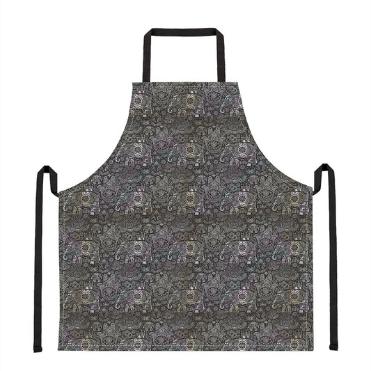 Indian Boho Elephant Pattern Print Apron