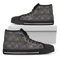 Indian Boho Elephant Pattern Print Black High Top Sneakers