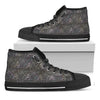 Indian Boho Elephant Pattern Print Black High Top Shoes