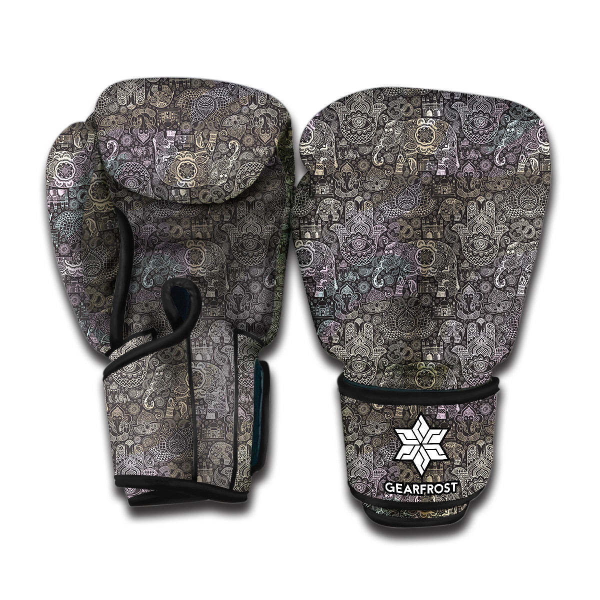 Indian Boho Elephant Pattern Print Boxing Gloves