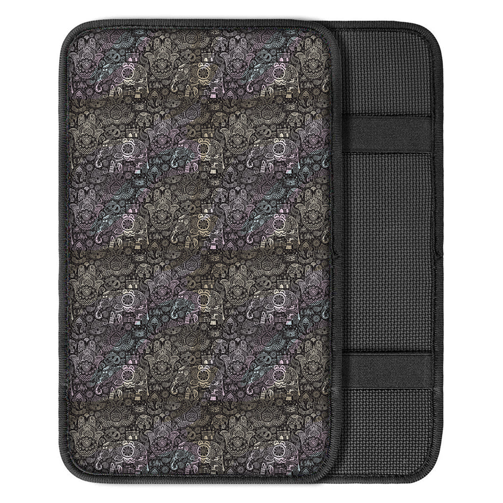 Indian Boho Elephant Pattern Print Car Center Console Cover