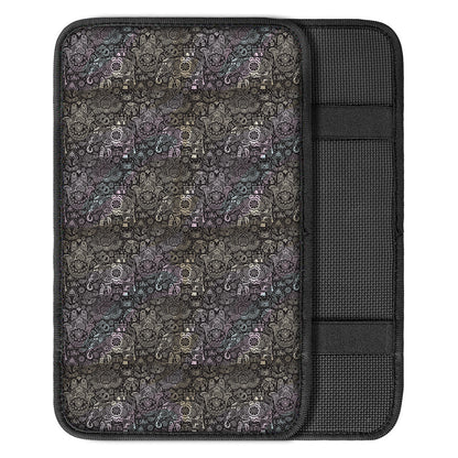 Indian Boho Elephant Pattern Print Car Center Console Cover