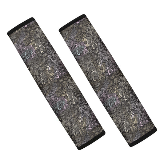 Indian Boho Elephant Pattern Print Car Seat Belt Covers