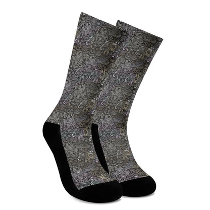 Indian Boho Elephant Pattern Print Crew Socks