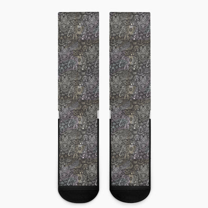 Indian Boho Elephant Pattern Print Crew Socks