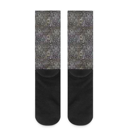 Indian Boho Elephant Pattern Print Crew Socks