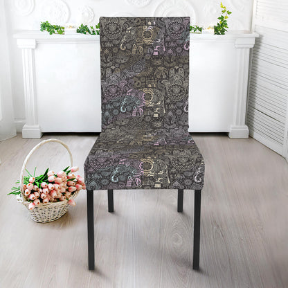 Indian Boho Elephant Pattern Print Dining Chair Slipcover