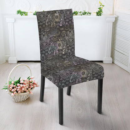 Indian Boho Elephant Pattern Print Dining Chair Slipcover
