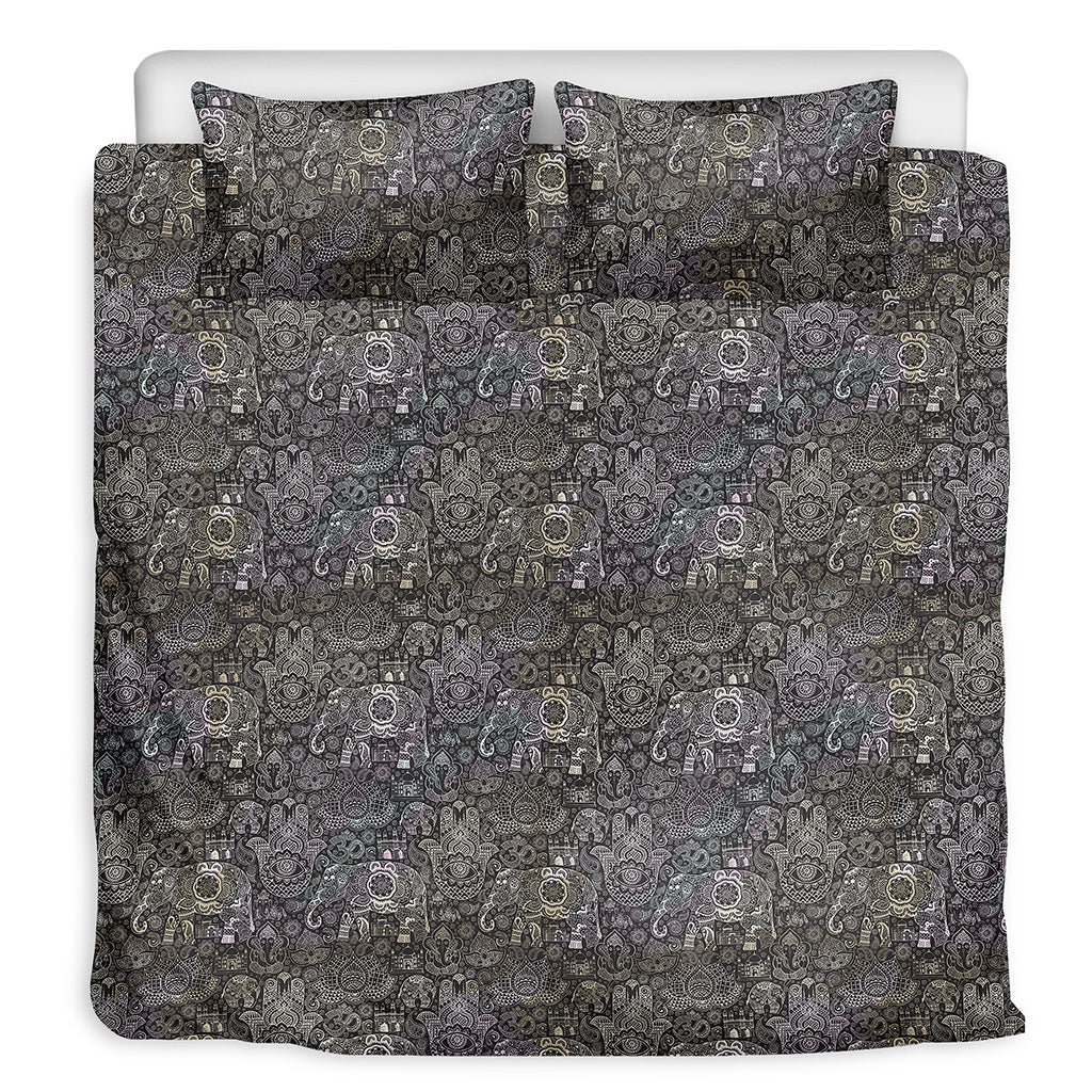 Indian Boho Elephant Pattern Print Duvet Cover Bedding Set