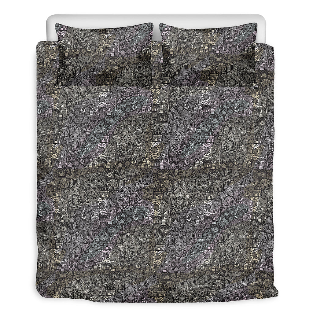 Indian Boho Elephant Pattern Print Duvet Cover Bedding Set