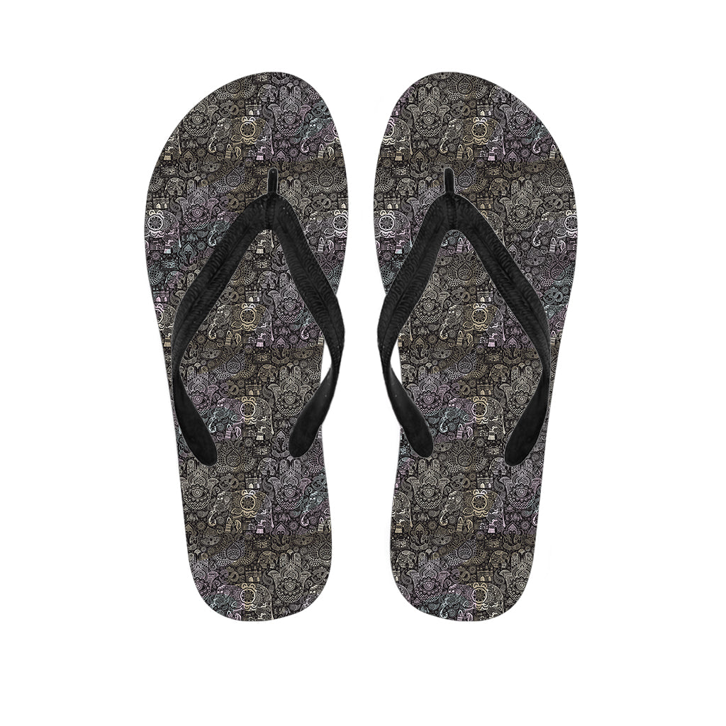 Indian Boho Elephant Pattern Print Flip Flops