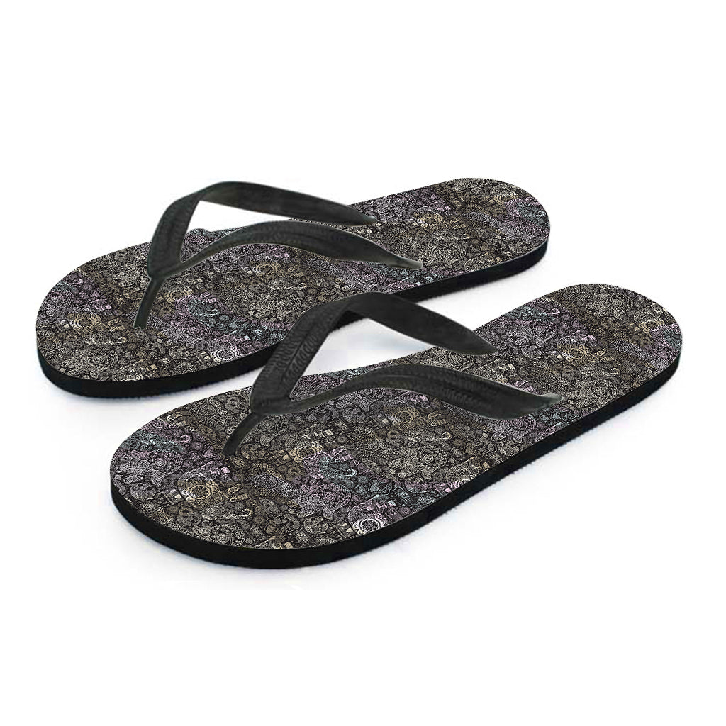 Indian Boho Elephant Pattern Print Flip Flops