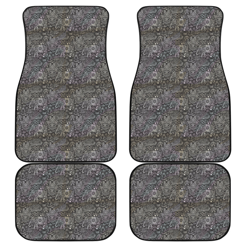Indian Boho Elephant Pattern Print Front and Back Car Floor Mats