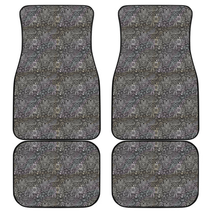 Indian Boho Elephant Pattern Print Front and Back Car Floor Mats