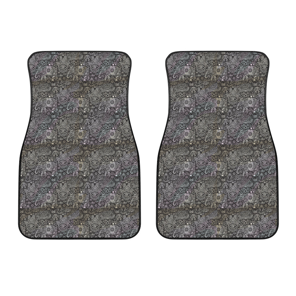 Indian Boho Elephant Pattern Print Front Car Floor Mats