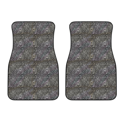 Indian Boho Elephant Pattern Print Front Car Floor Mats