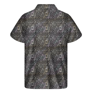 Indian Boho Elephant Pattern Print Men's Short Sleeve Shirt